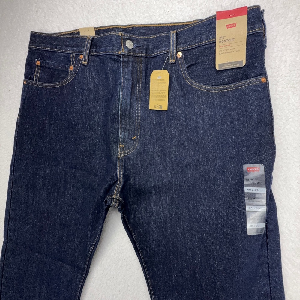 Levis 517 Bootcut Jeans Mens 40x30 Dark Wash Indigo Blue Denim NWT - Picture 9 of 10